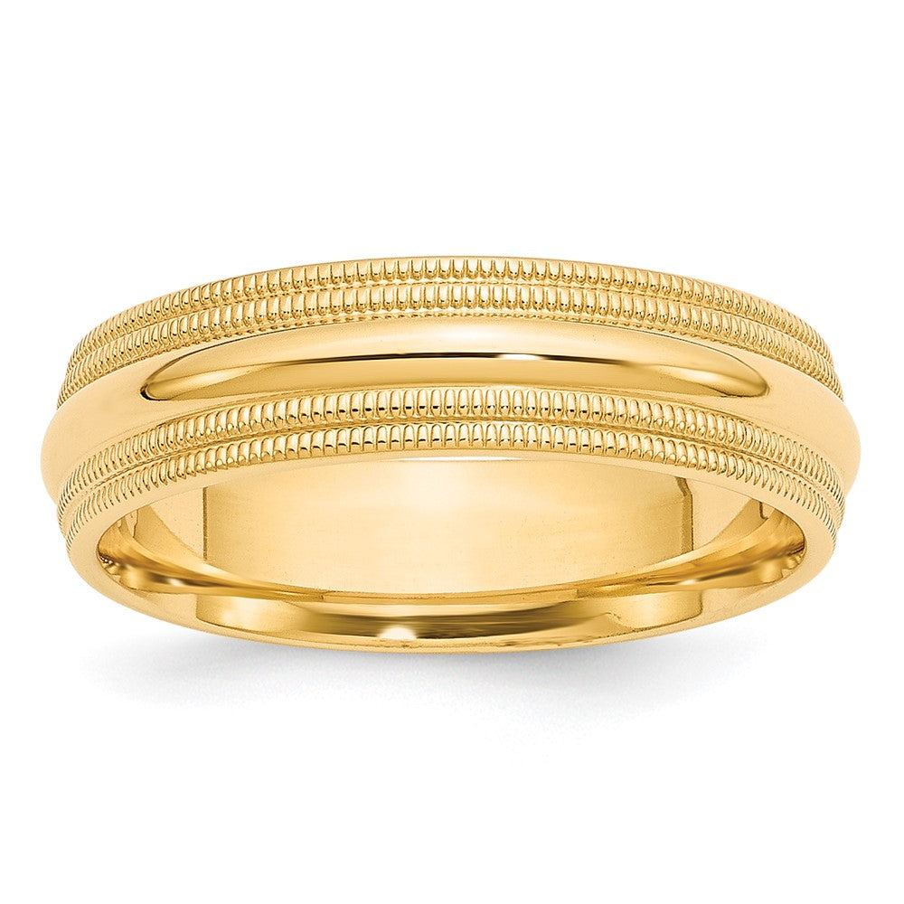 6mm 10K Yellow Gold Double Milgrain Edge Comfort Fit Band, Size 7, Item R12407-10KY-07 by The Black Bow Jewelry Co.