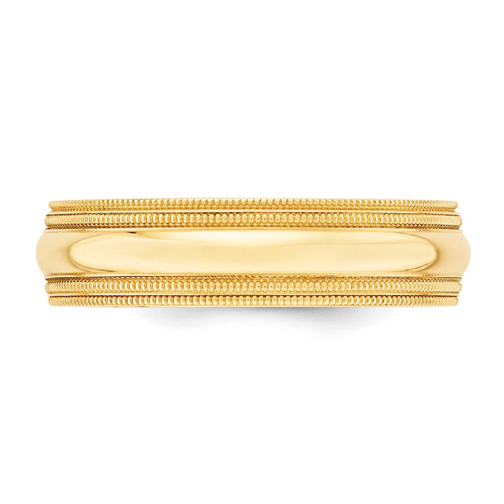 Alternate view of the 6mm 10K Yellow Gold Double Milgrain Edge Comfort Fit Band, Size 4 by The Black Bow Jewelry Co.