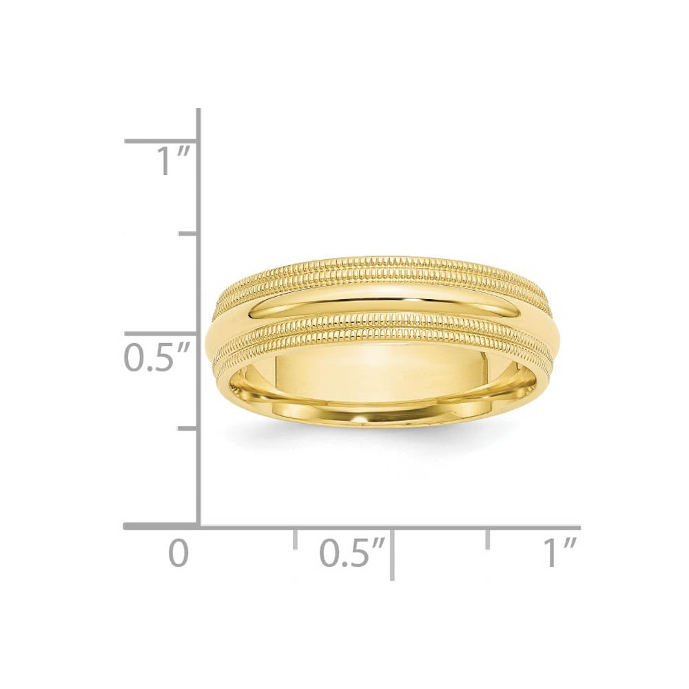 Alternate view of the 6mm 10K Yellow Gold Double Milgrain Edge Comfort Fit Band, Size 4 by The Black Bow Jewelry Co.