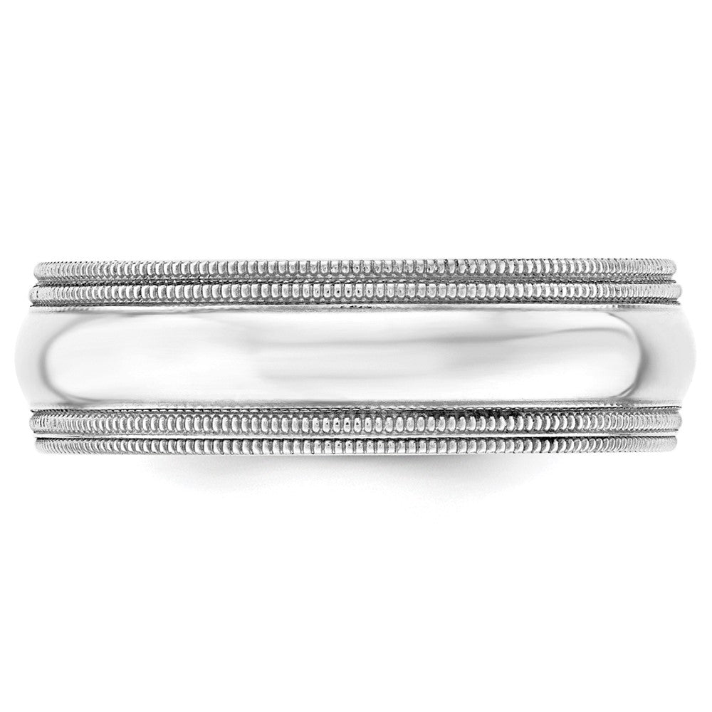 Alternate view of the 7mm 10K White Gold Double Milgrain Edge Comfort Fit Band, Size 5 by The Black Bow Jewelry Co.