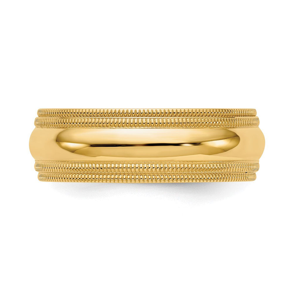 Alternate view of the 7mm 10K Yellow Gold Double Milgrain Edge Comfort Fit Band, Size 5 by The Black Bow Jewelry Co.