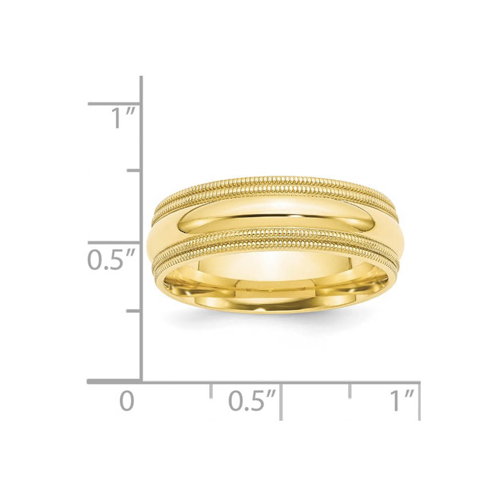 Alternate view of the 7mm 10K Yellow Gold Double Milgrain Edge Comfort Fit Band, Size 5 by The Black Bow Jewelry Co.