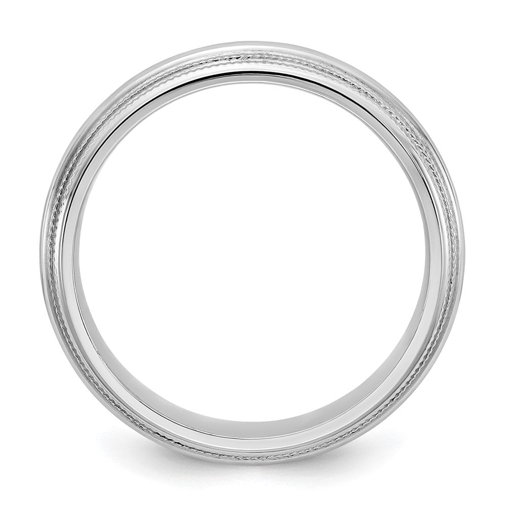Alternate view of the 5mm 14K White Gold Double Milgrain Edge Comfort Fit Band, Size 4 by The Black Bow Jewelry Co.