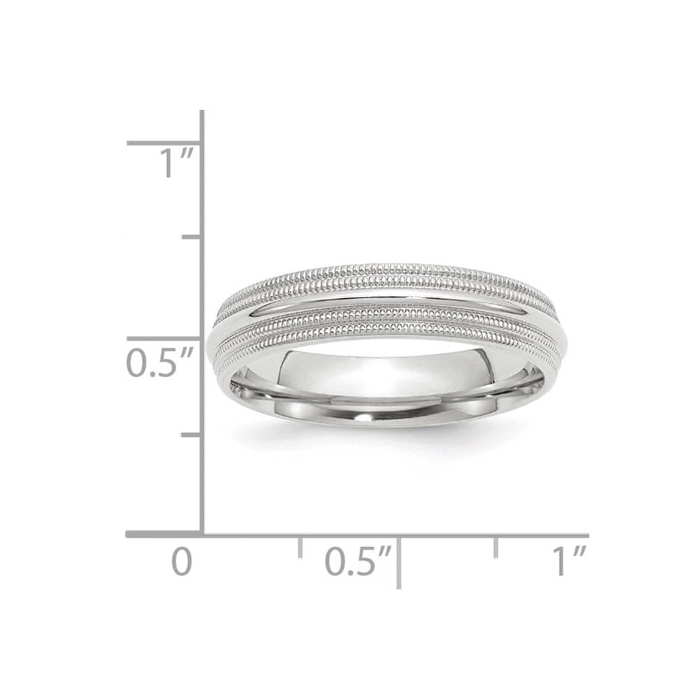 Alternate view of the 5mm 14K White Gold Double Milgrain Edge Comfort Fit Band, Size 4 by The Black Bow Jewelry Co.