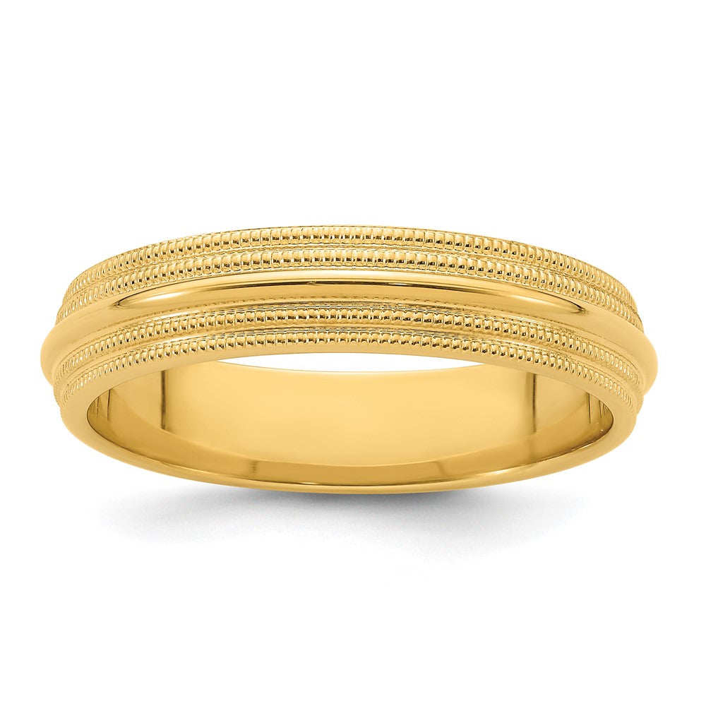 Alternate view of the 5mm14K White or Yellow Gold Double Milgrain Edge Comfort Fit Band by The Black Bow Jewelry Co.