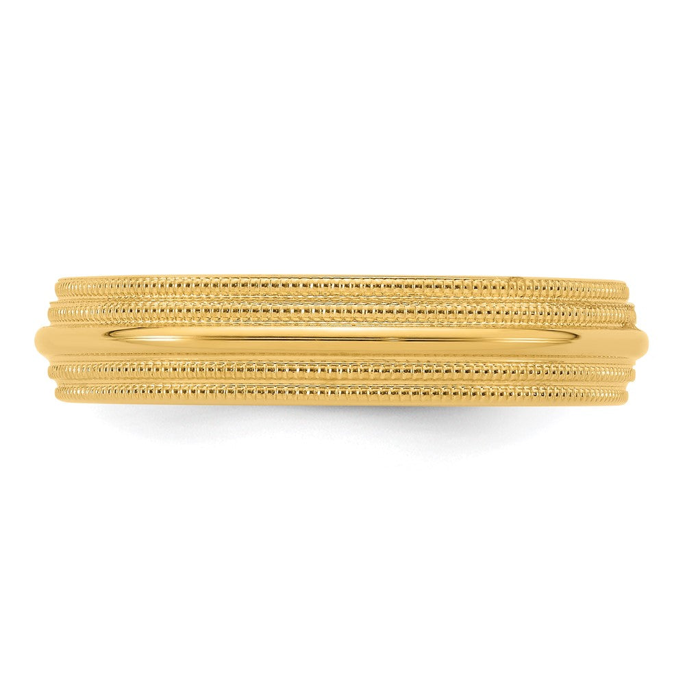 Alternate view of the 5mm 14K Yellow Gold Double Milgrain Edge Comfort Fit Band, Size 4 by The Black Bow Jewelry Co.