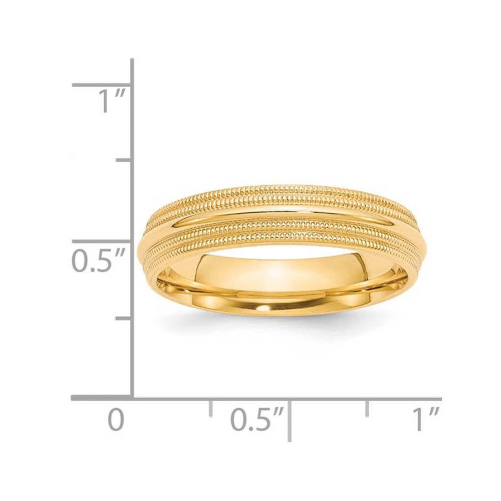 Alternate view of the 5mm 14K Yellow Gold Double Milgrain Edge Comfort Fit Band, Size 4 by The Black Bow Jewelry Co.