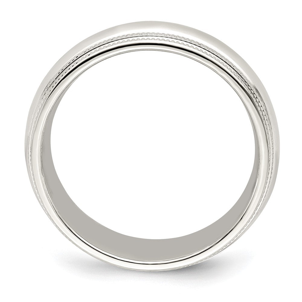 Alternate view of the 7mm 14K White Gold Double Milgrain Edge Comfort Fit Band, Size 5 by The Black Bow Jewelry Co.