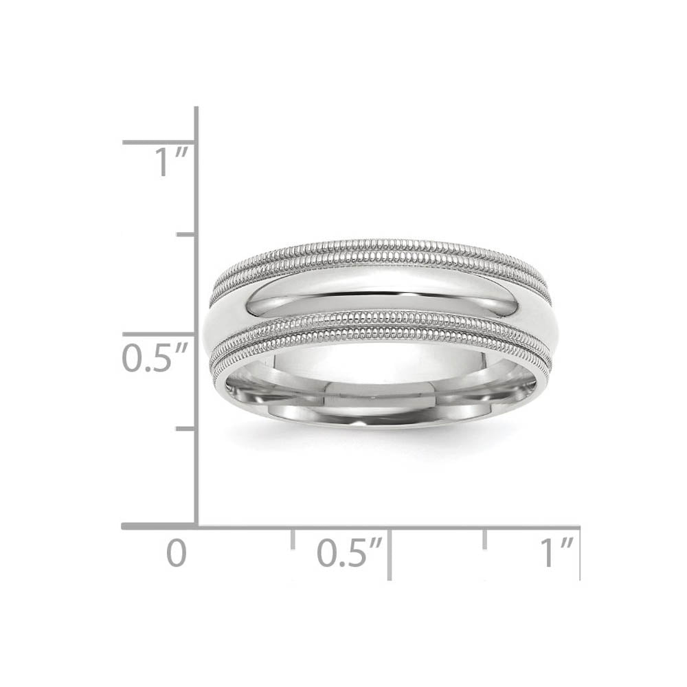 Alternate view of the 7mm 14K White Gold Double Milgrain Edge Comfort Fit Band, Size 5 by The Black Bow Jewelry Co.
