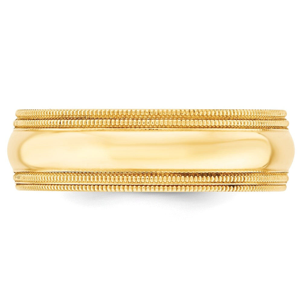 Alternate view of the 7mm 14K Yellow Gold Double Milgrain Edge Comfort Fit Band, Size 5 by The Black Bow Jewelry Co.