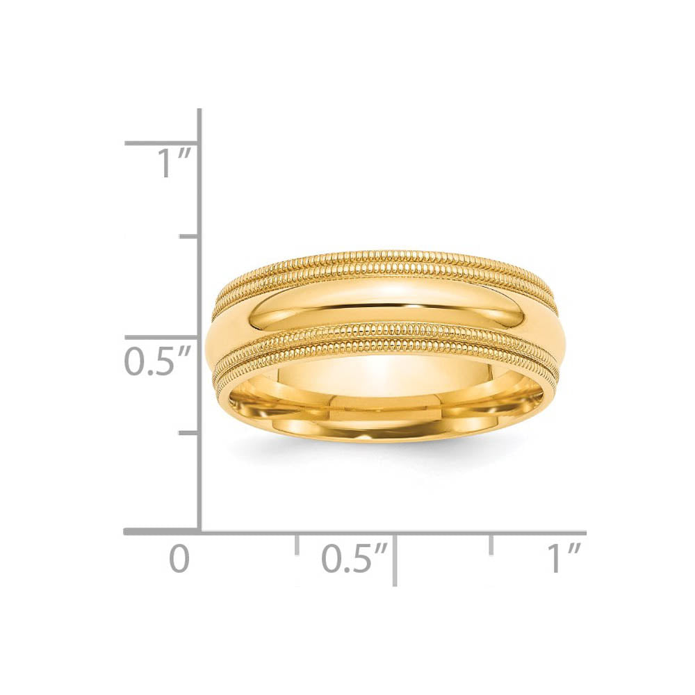 Alternate view of the 7mm 14K Yellow Gold Double Milgrain Edge Comfort Fit Band, Size 5 by The Black Bow Jewelry Co.