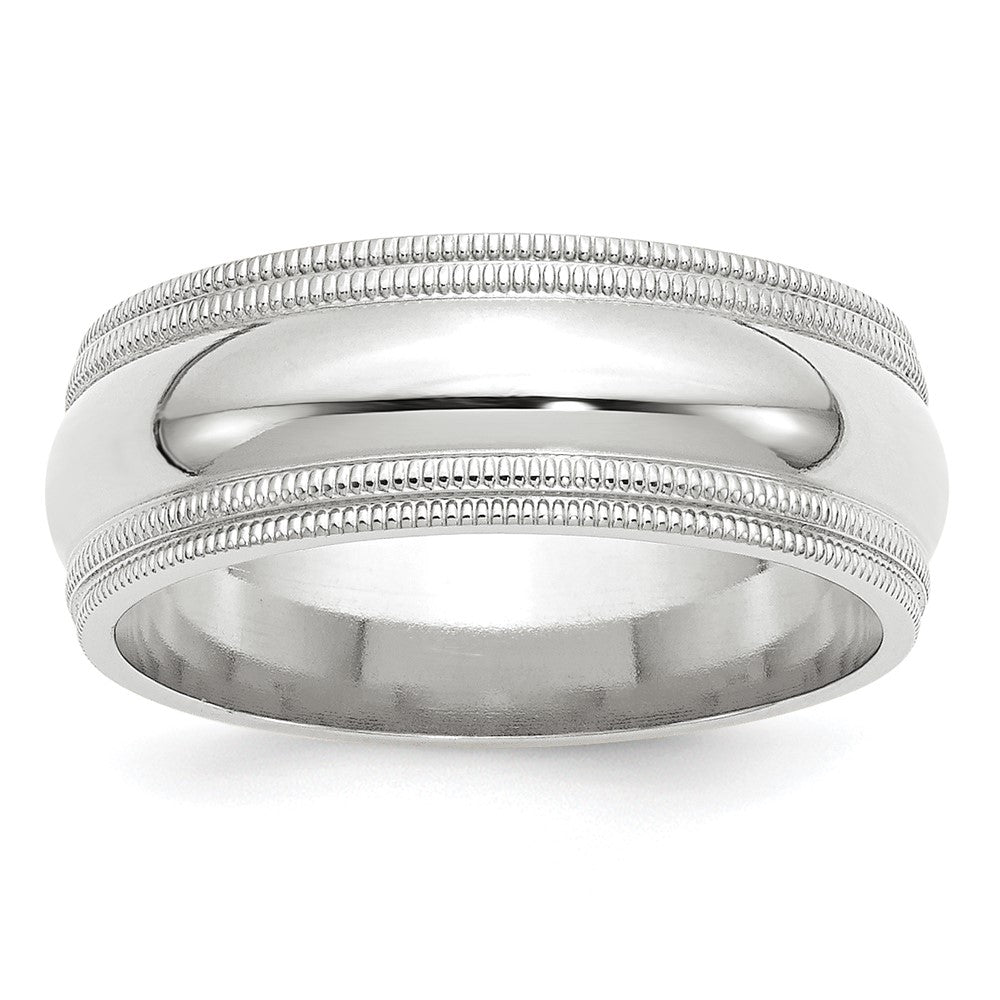 8mm 14K White or Yellow Gold Double Milgrain Edge Comfort Fit Band, Item R12413 by The Black Bow Jewelry Co.