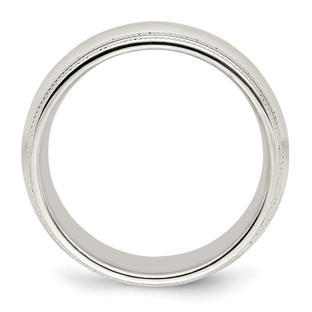 Alternate view of the 8mm 14K White Gold Double Milgrain Edge Comfort Fit Band, Size 5 by The Black Bow Jewelry Co.