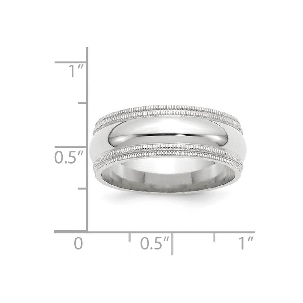 Alternate view of the 8mm 14K White Gold Double Milgrain Edge Comfort Fit Band, Size 5 by The Black Bow Jewelry Co.