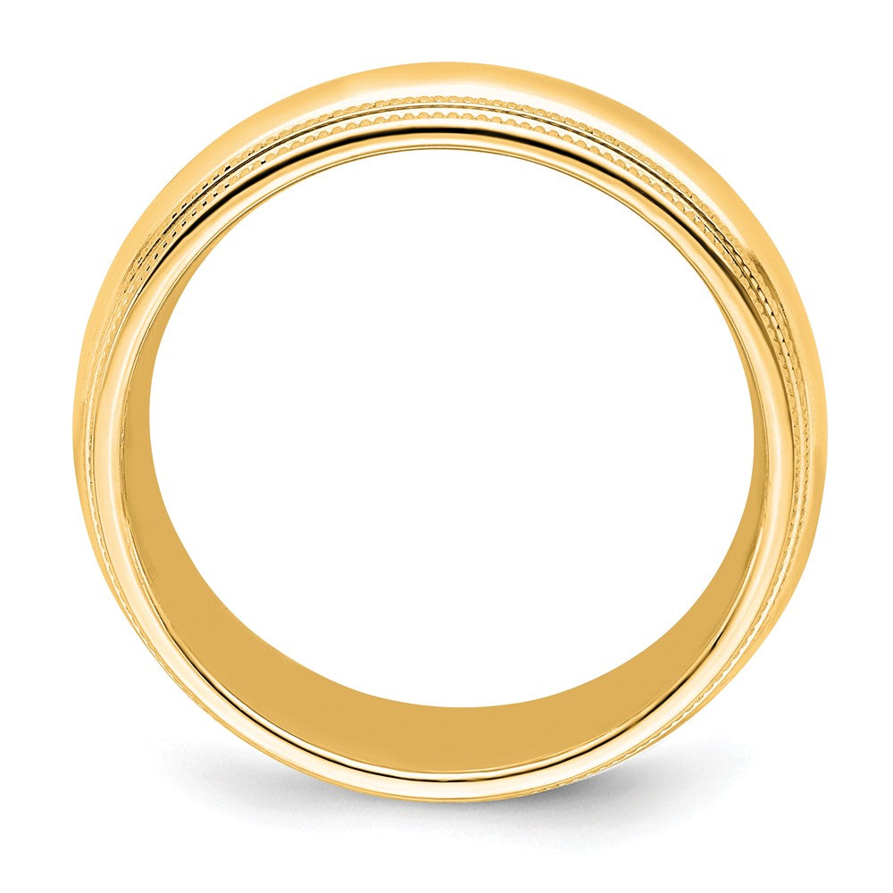 Alternate view of the 8mm 14K Yellow Gold Double Milgrain Edge Comfort Fit Band, Size 5 by The Black Bow Jewelry Co.