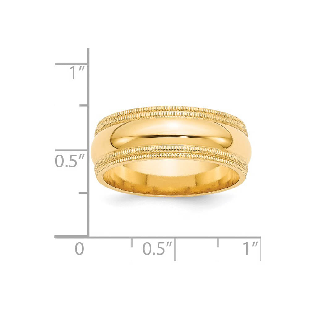 Alternate view of the 8mm 14K Yellow Gold Double Milgrain Edge Comfort Fit Band, Size 5 by The Black Bow Jewelry Co.