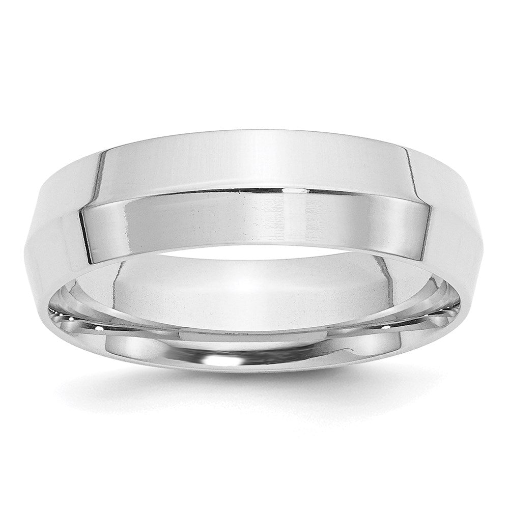 6mm 14K White Gold Knife Edge Comfort Fit Band, Size 13.5, Item R12419-14KW-135 by The Black Bow Jewelry Co.
