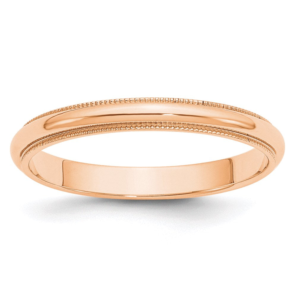 3mm 10K Rose Gold Half Round Milgrain Standard Fit Band, Size 10, Item R12420-10KR-10 by The Black Bow Jewelry Co.