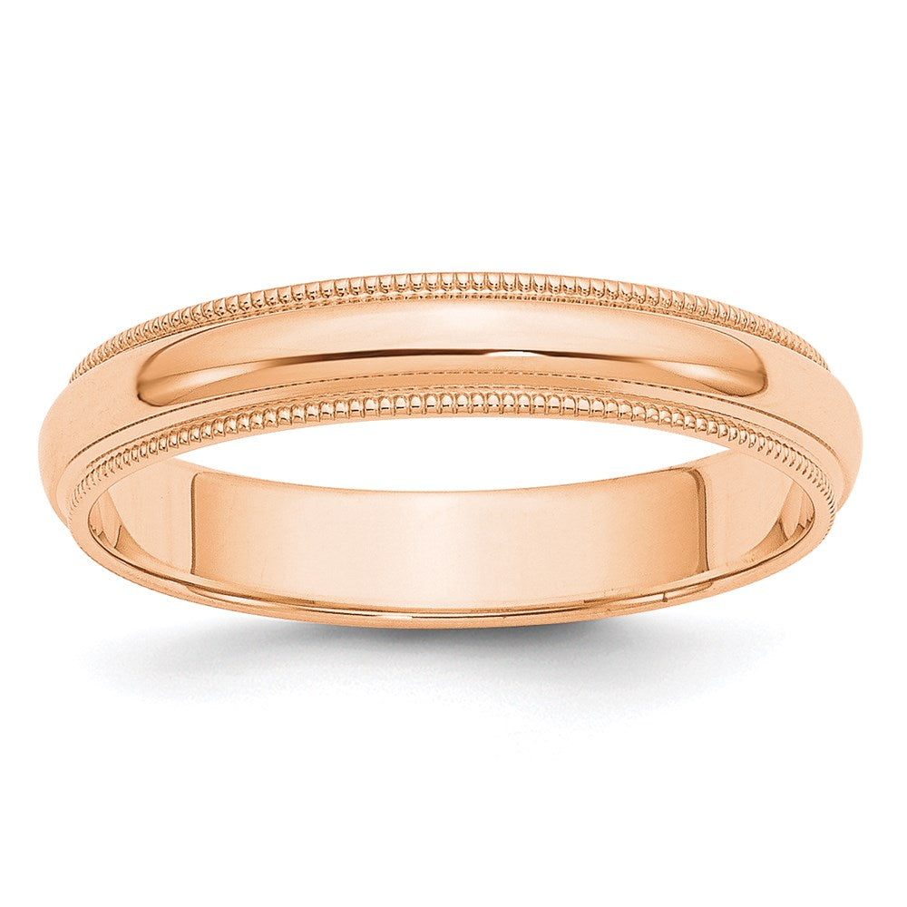 4mm 10K Rose, White, or Yellow Gold Half Round Milgrain Standard Band, Item R12421 by The Black Bow Jewelry Co.