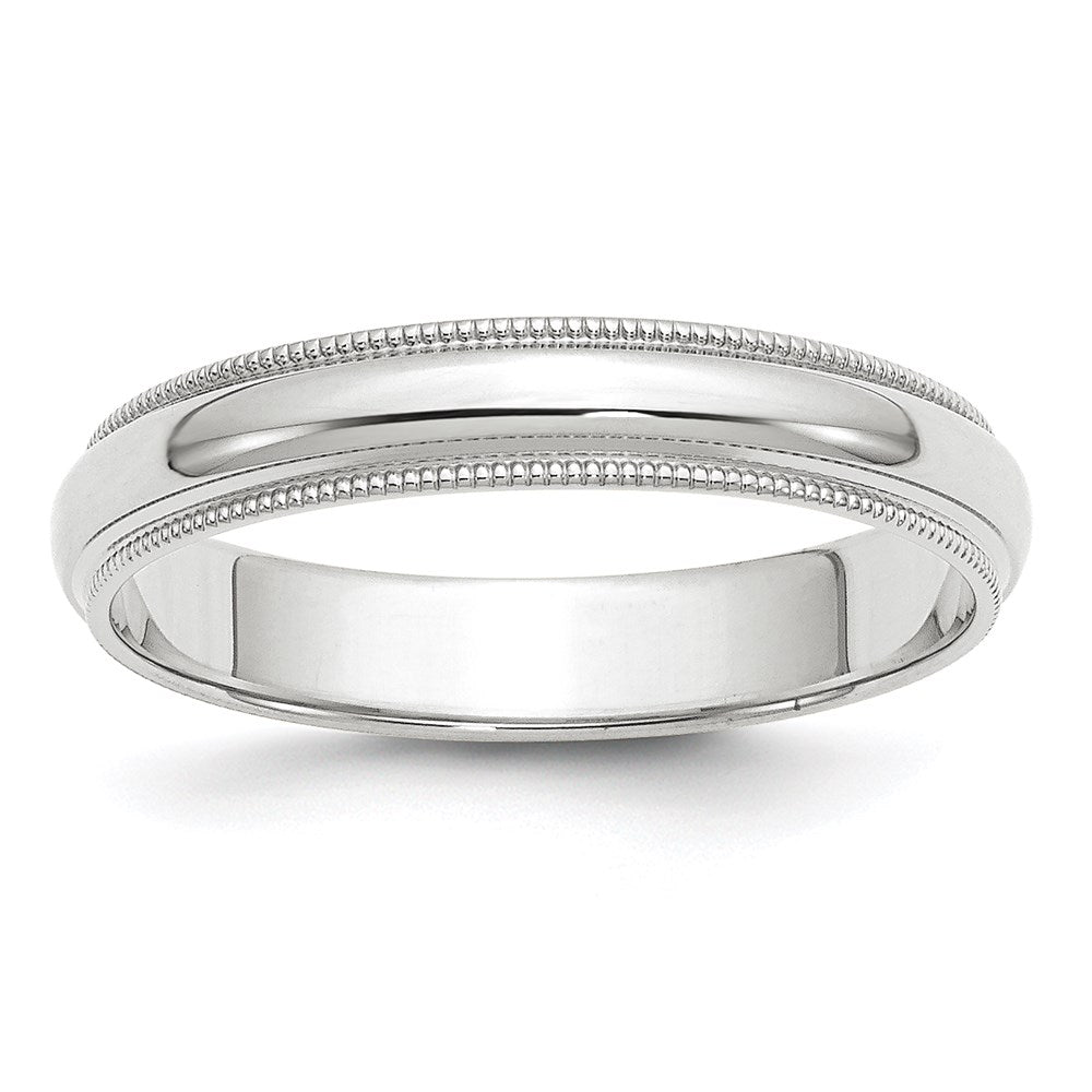 4mm 10K White Gold Half Round Milgrain Standard Fit Band, Size 4, Item R12421-10KW-04 by The Black Bow Jewelry Co.