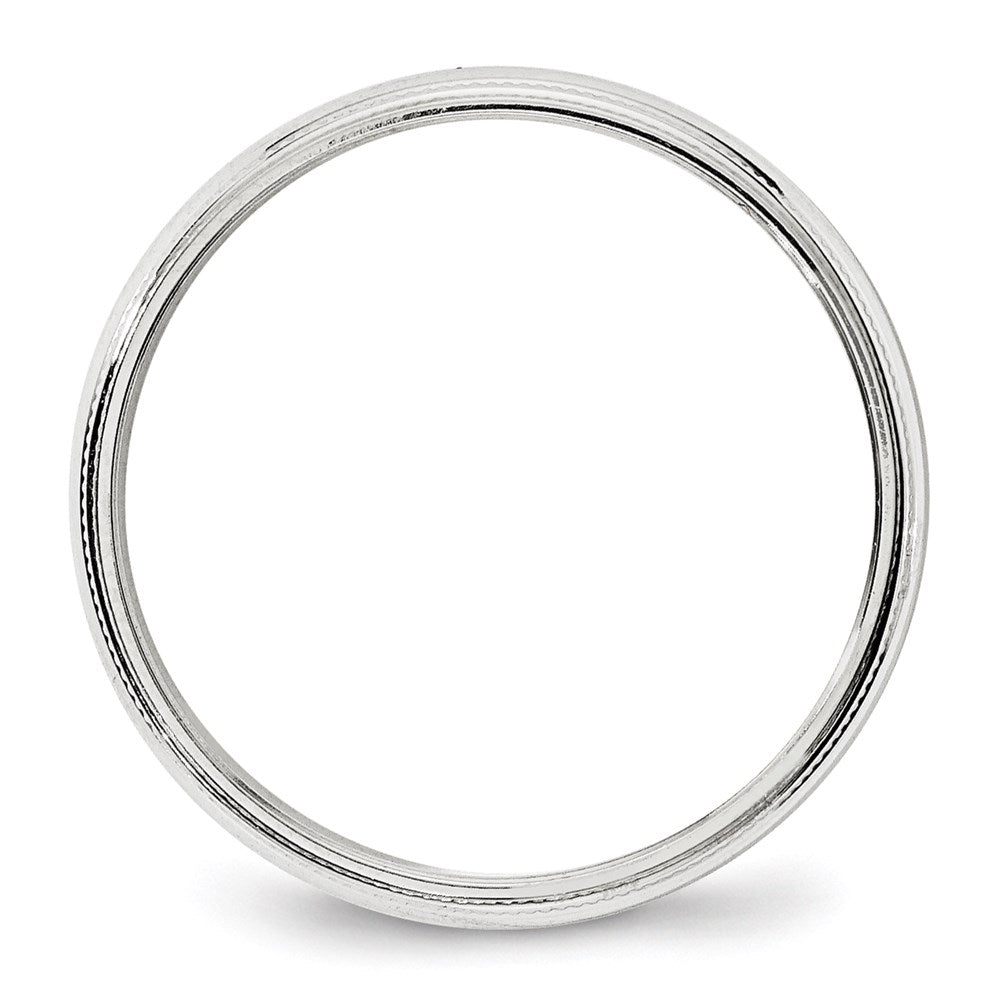 Alternate view of the 4mm 10K White Gold Half Round Milgrain Standard Fit Band, Size 4 by The Black Bow Jewelry Co.