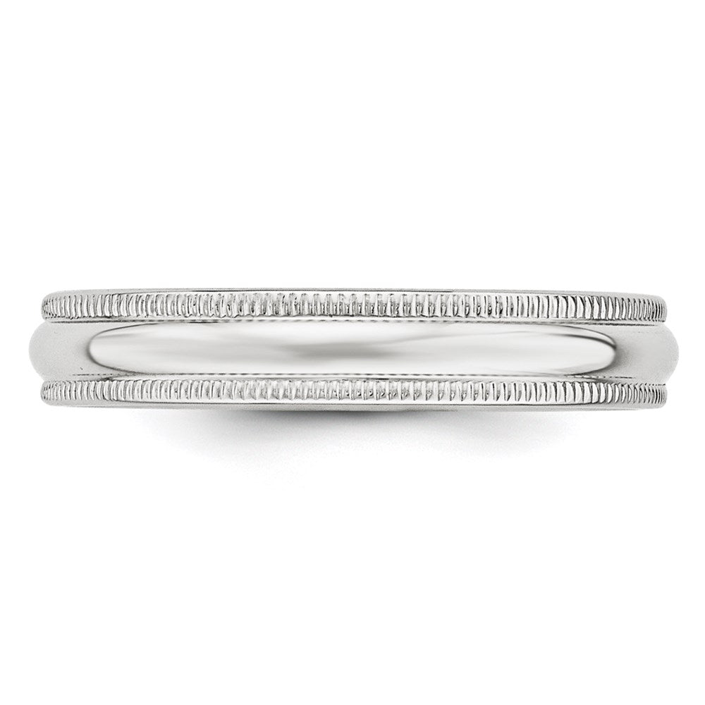 Alternate view of the 4mm 10K White Gold Half Round Milgrain Standard Fit Band, Size 4 by The Black Bow Jewelry Co.