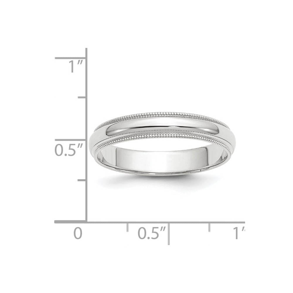 Alternate view of the 4mm 10K White Gold Half Round Milgrain Standard Fit Band, Size 4 by The Black Bow Jewelry Co.