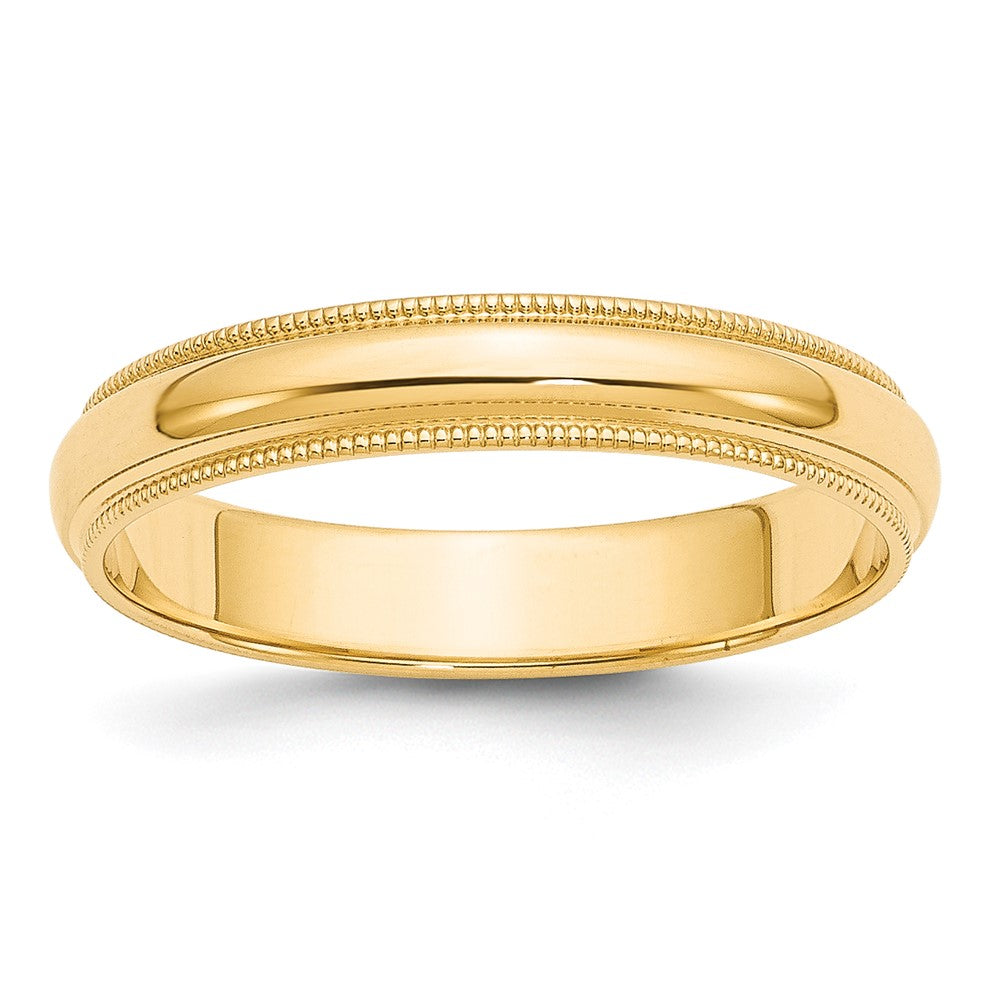 4mm 10K Yellow Gold Half Round Milgrain Standard Fit Band, Size 4, Item R12421-10KY-04 by The Black Bow Jewelry Co.