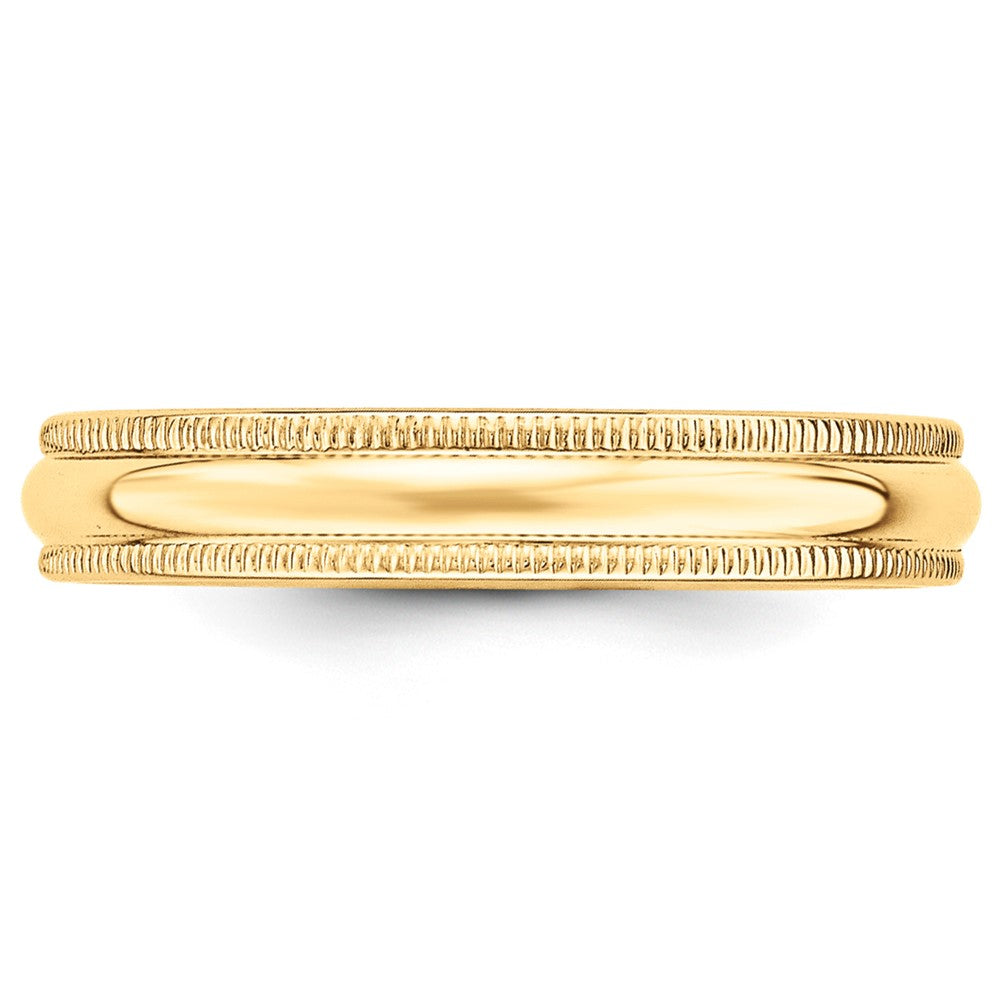 Alternate view of the 4mm 10K Yellow Gold Half Round Milgrain Standard Fit Band, Size 4 by The Black Bow Jewelry Co.