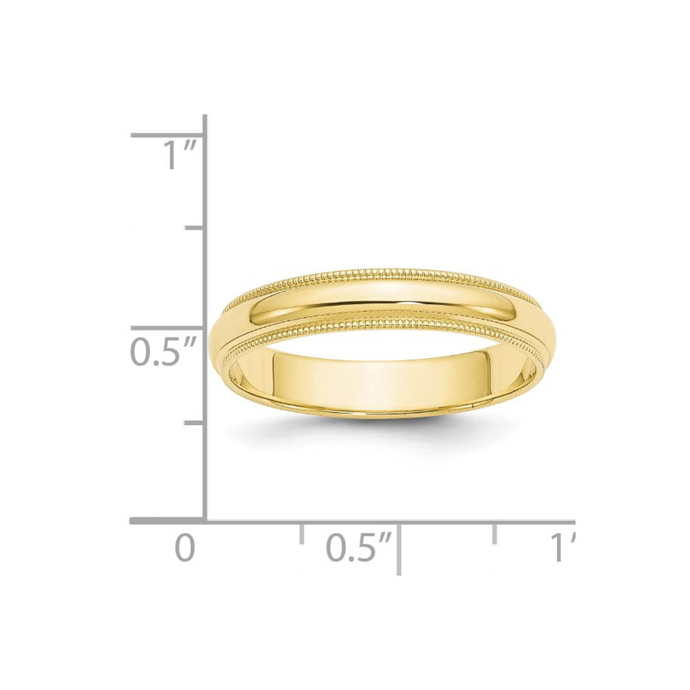 Alternate view of the 4mm 10K Yellow Gold Half Round Milgrain Standard Fit Band, Size 4 by The Black Bow Jewelry Co.