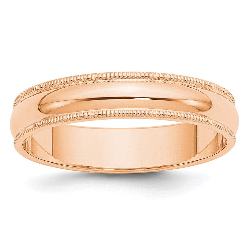 5mm 10K Rose Gold Half Round Milgrain Standard Fit Band, Size 6.5, Item R12422-10KR-065 by The Black Bow Jewelry Co.