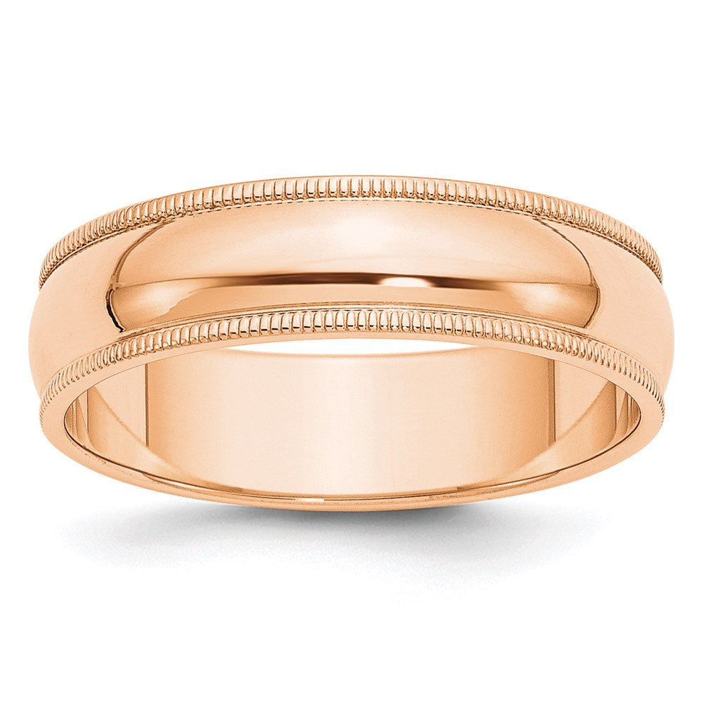 6mm 10K Rose Gold Half Round Milgrain Standard Fit Band, Size 5, Item R12423-10KR-05 by The Black Bow Jewelry Co.