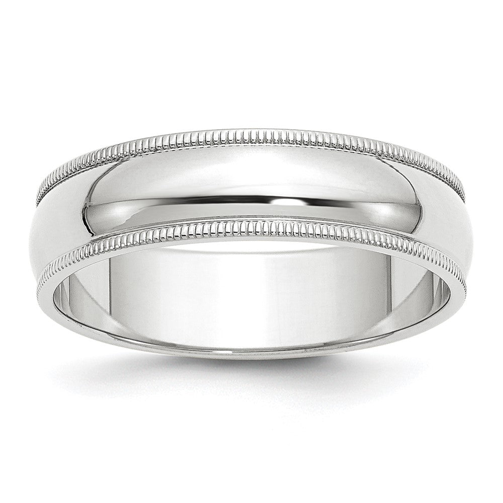 6mm 10K White Gold Half Round Milgrain Standard Fit Band, Size 4, Item R12423-10KW-04 by The Black Bow Jewelry Co.