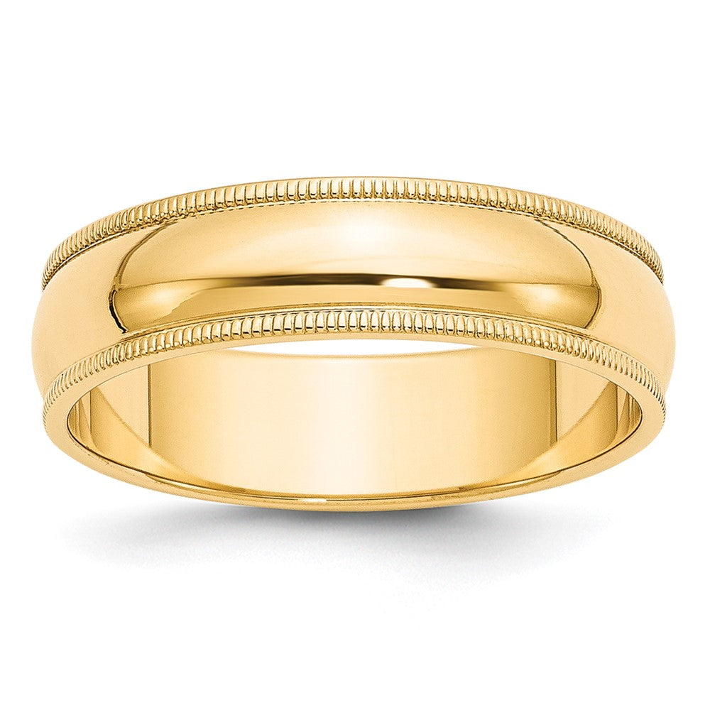 6mm 10K Yellow Gold Half Round Milgrain Standard Fit Band, Size 10, Item R12423-10KY-10 by The Black Bow Jewelry Co.