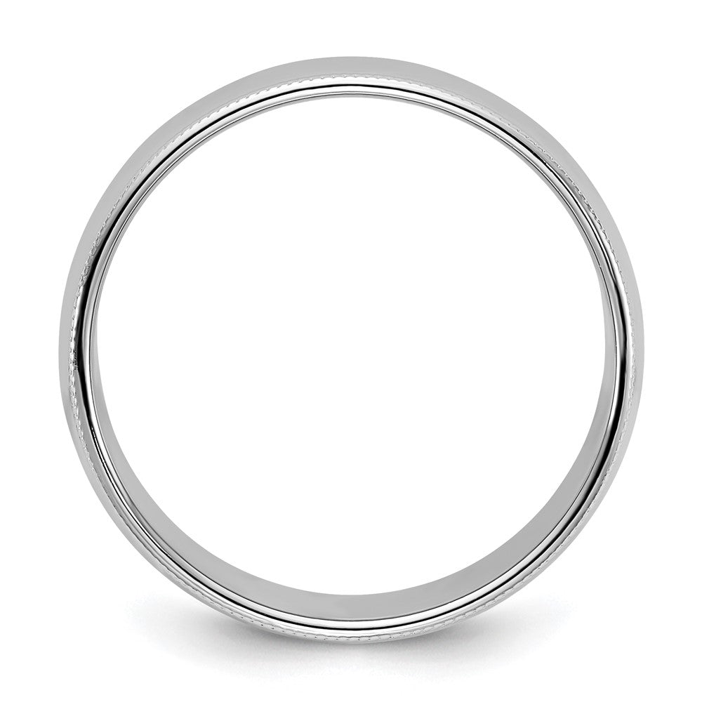 Alternate view of the 8mm 10K White Gold Half Round Milgrain Standard Fit Band, Size 5 by The Black Bow Jewelry Co.
