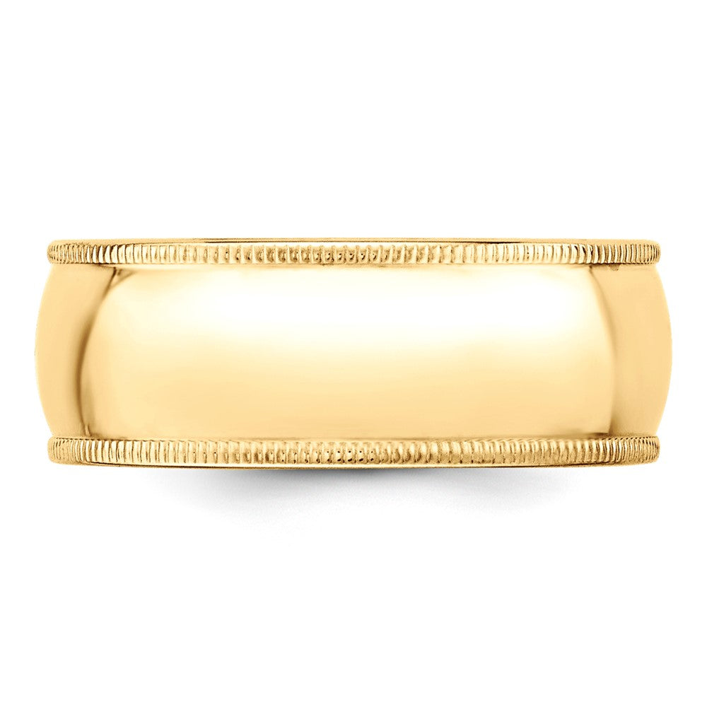 Alternate view of the 8mm 10K Yellow Gold Half Round Milgrain Standard Fit Band, Size 5 by The Black Bow Jewelry Co.