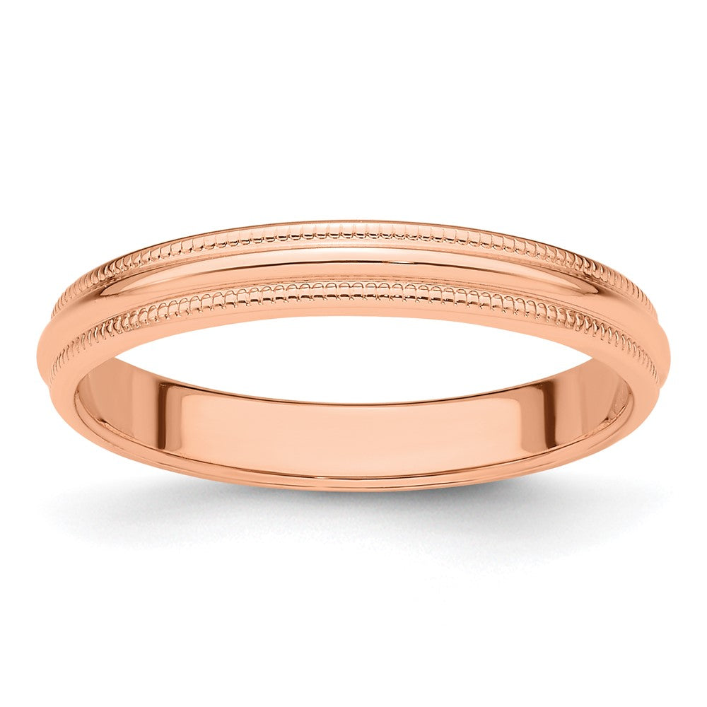 3mm 14K Rose Gold Half Round Milgrain Standard Fit Band, Size 4, Item R12425-14KR-04 by The Black Bow Jewelry Co.