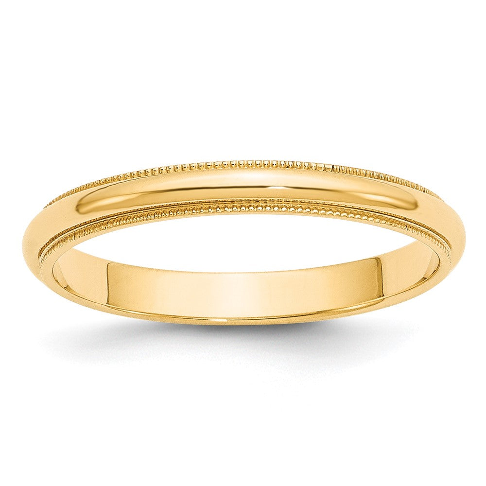3mm 14K Yellow Gold Half Round Milgrain Standard Fit Band, Size 10, Item R12425-14KY-10 by The Black Bow Jewelry Co.