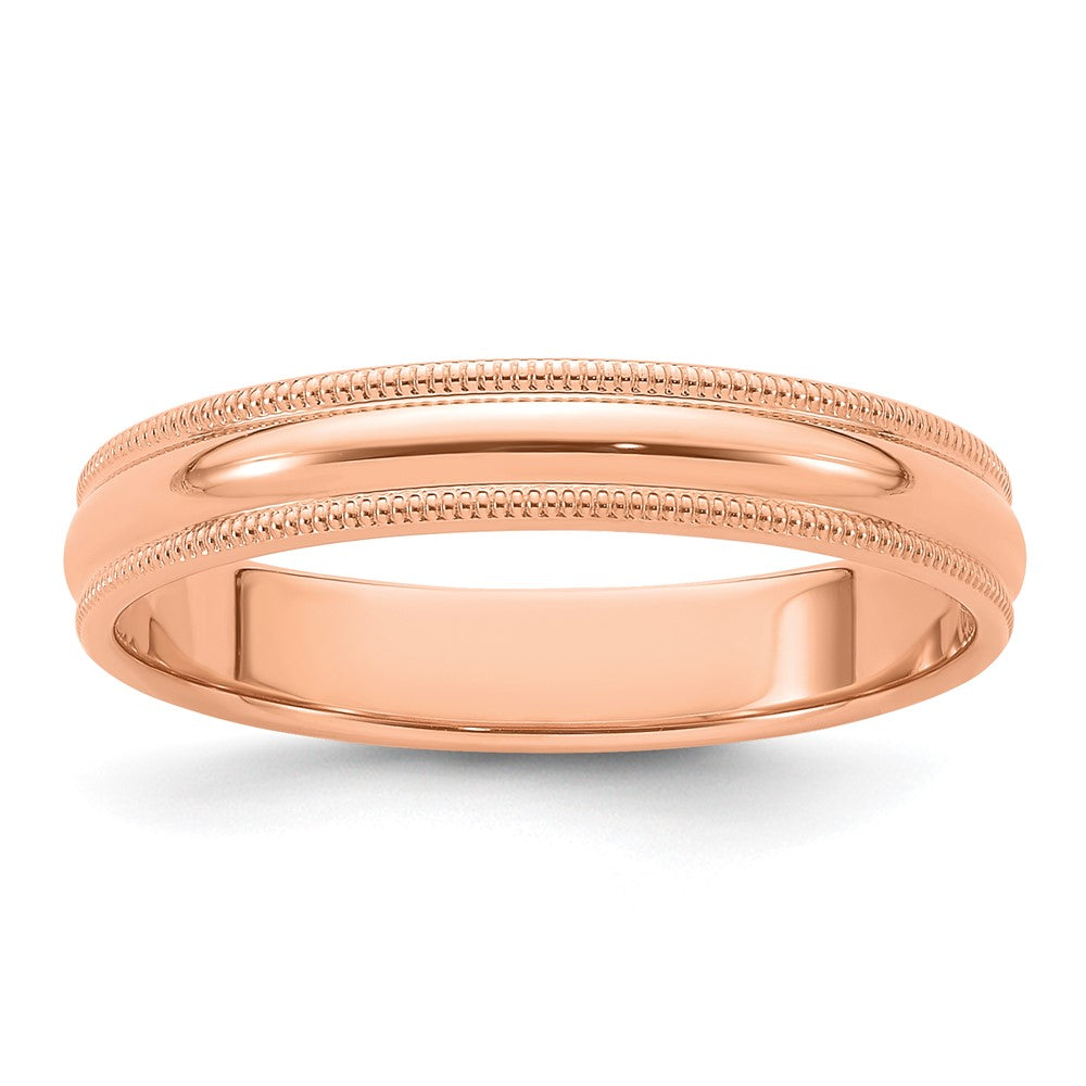 4mm 14K Rose Gold Half Round Milgrain Standard Fit Band, Size 14, Item R12426-14KR-14 by The Black Bow Jewelry Co.