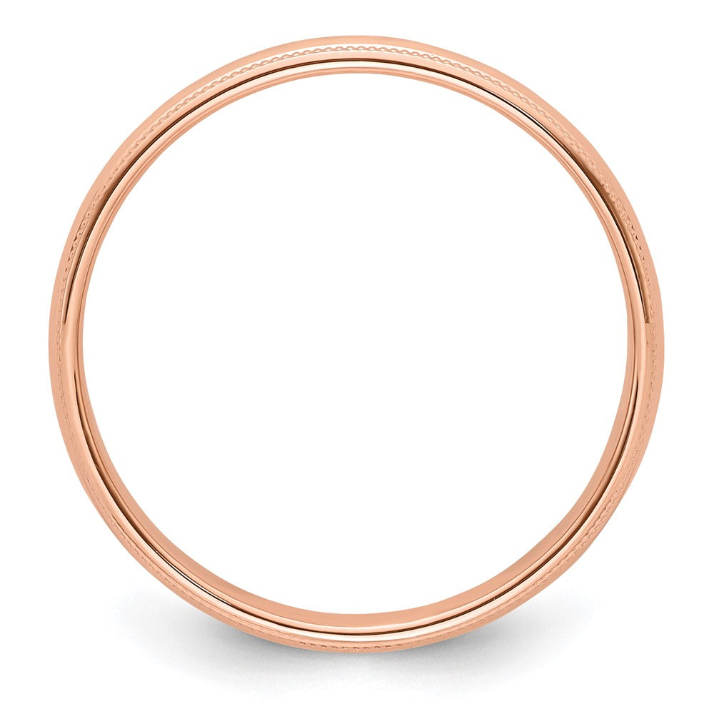 Alternate view of the 4mm 14K Rose Gold Half Round Milgrain Standard Fit Band, Size 4 by The Black Bow Jewelry Co.
