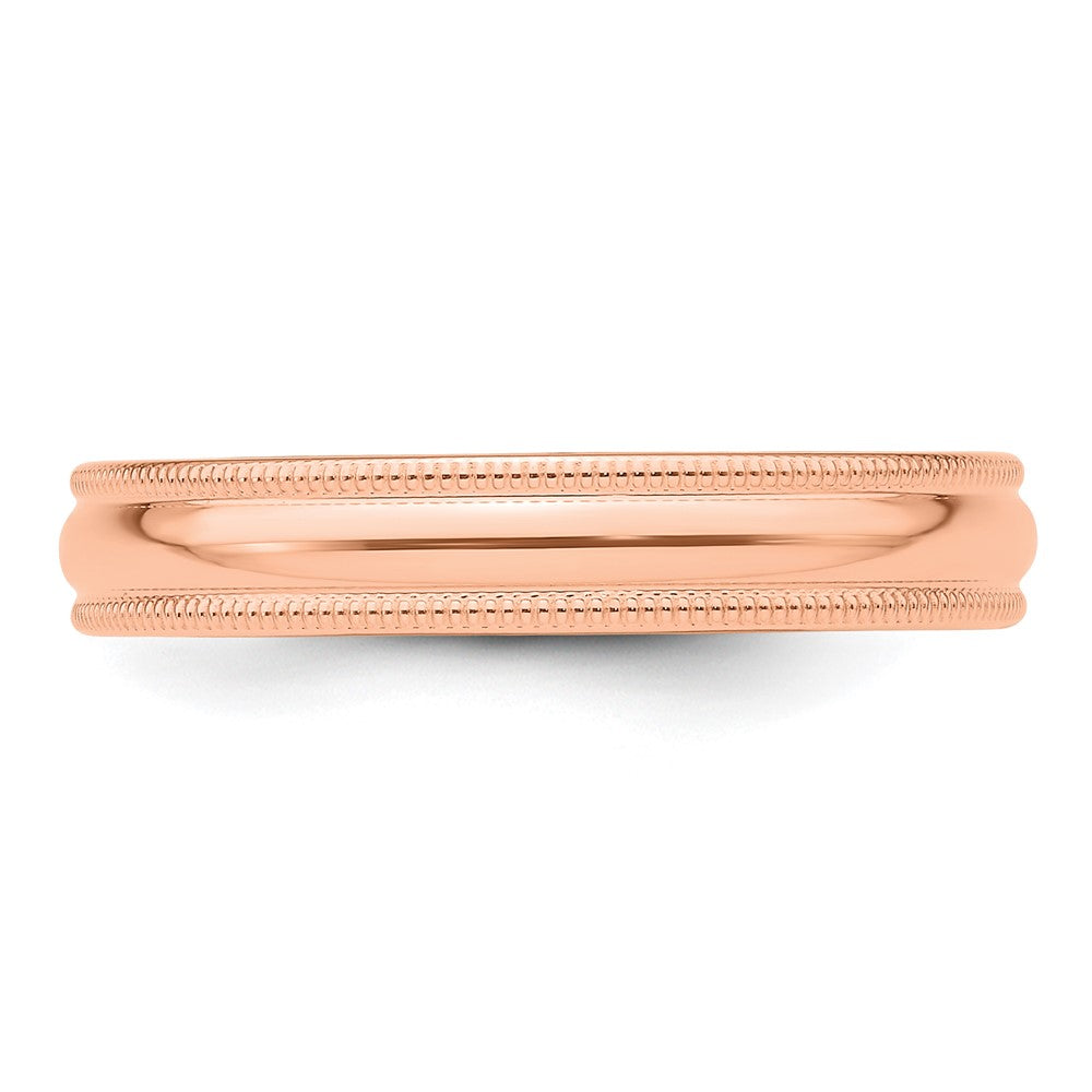 Alternate view of the 4mm 14K Rose Gold Half Round Milgrain Standard Fit Band, Size 4 by The Black Bow Jewelry Co.