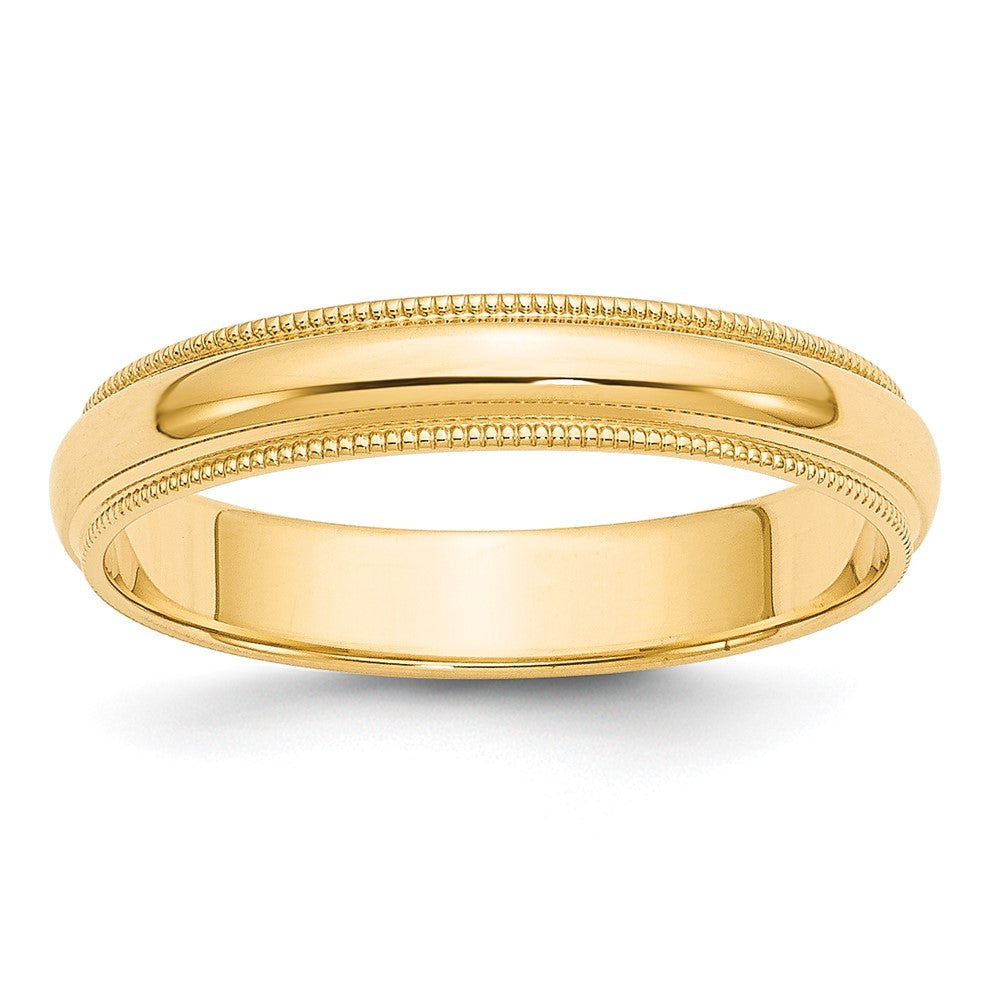 4mm 14K Yellow Gold Half Round Milgrain Standard Fit Band, Size 4, Item R12426-14KY-04 by The Black Bow Jewelry Co.