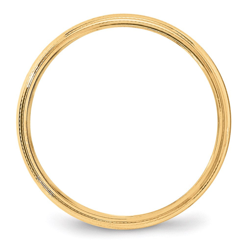Alternate view of the 4mm 14K Yellow Gold Half Round Milgrain Standard Fit Band, Size 4 by The Black Bow Jewelry Co.