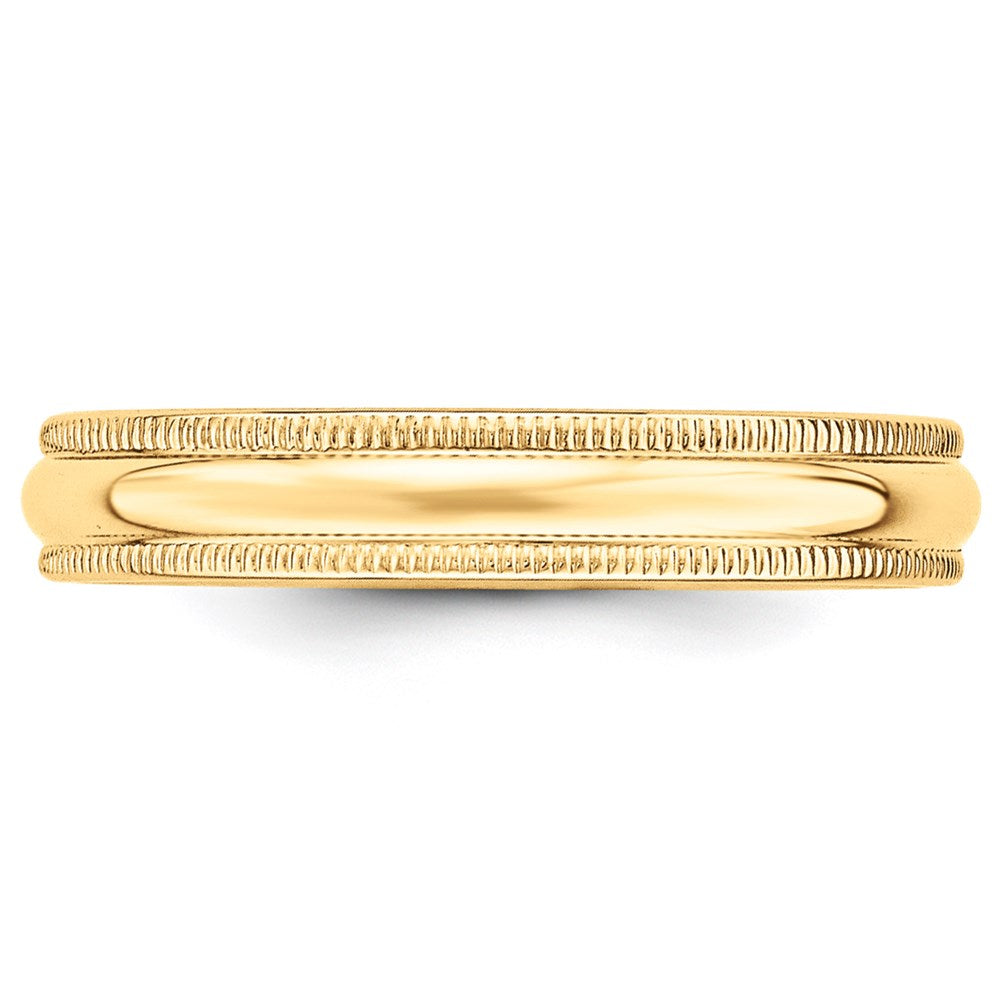 Alternate view of the 4mm 14K Yellow Gold Half Round Milgrain Standard Fit Band, Size 4 by The Black Bow Jewelry Co.