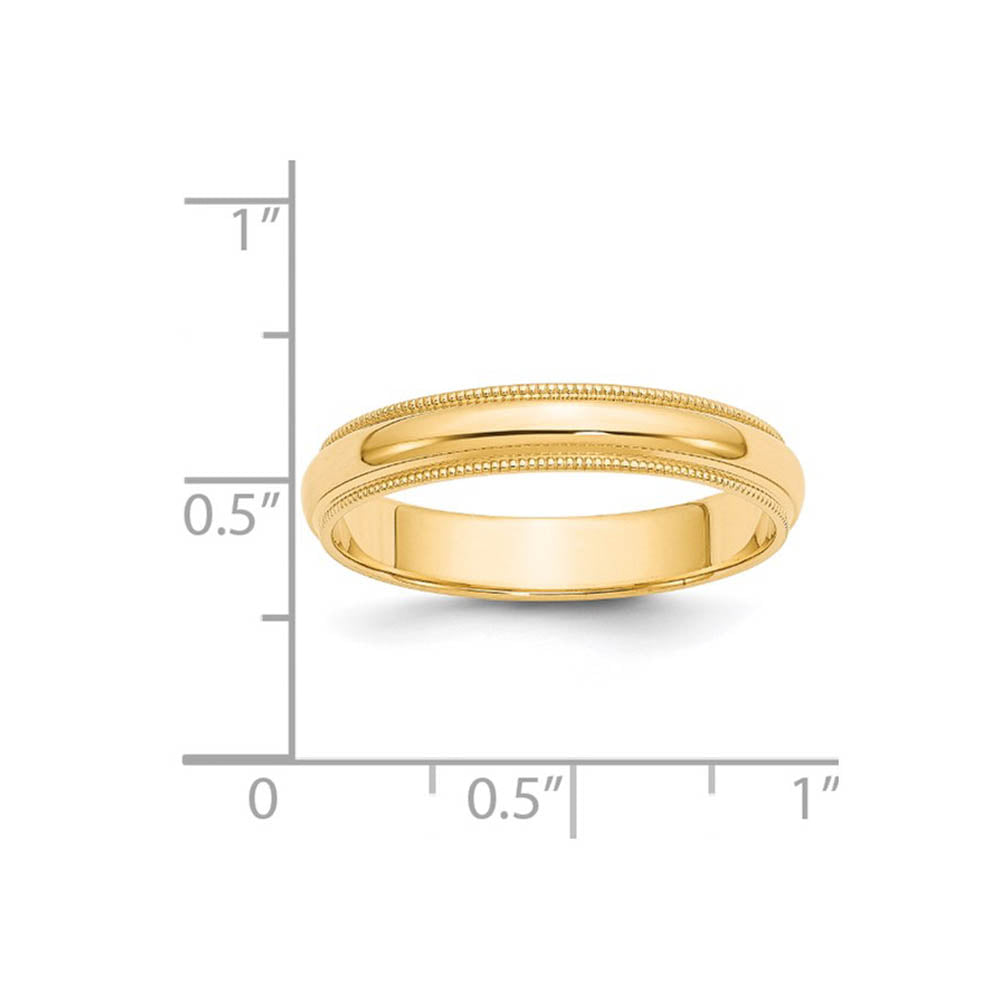 Alternate view of the 4mm 14K Yellow Gold Half Round Milgrain Standard Fit Band, Size 4 by The Black Bow Jewelry Co.