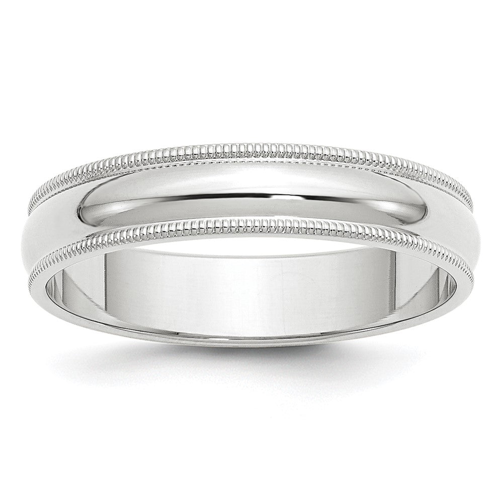 5mm 14K White Gold Half Round Milgrain Standard Fit Band, Size 4, Item R12427-14KW-04 by The Black Bow Jewelry Co.
