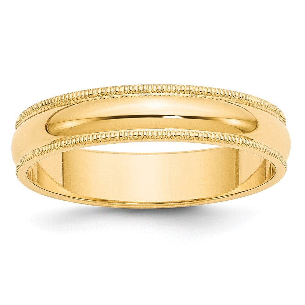 5mm 14K Yellow Gold Half Round Milgrain Standard Fit Band, Size 9, Item R12427-14KY-09 by The Black Bow Jewelry Co.