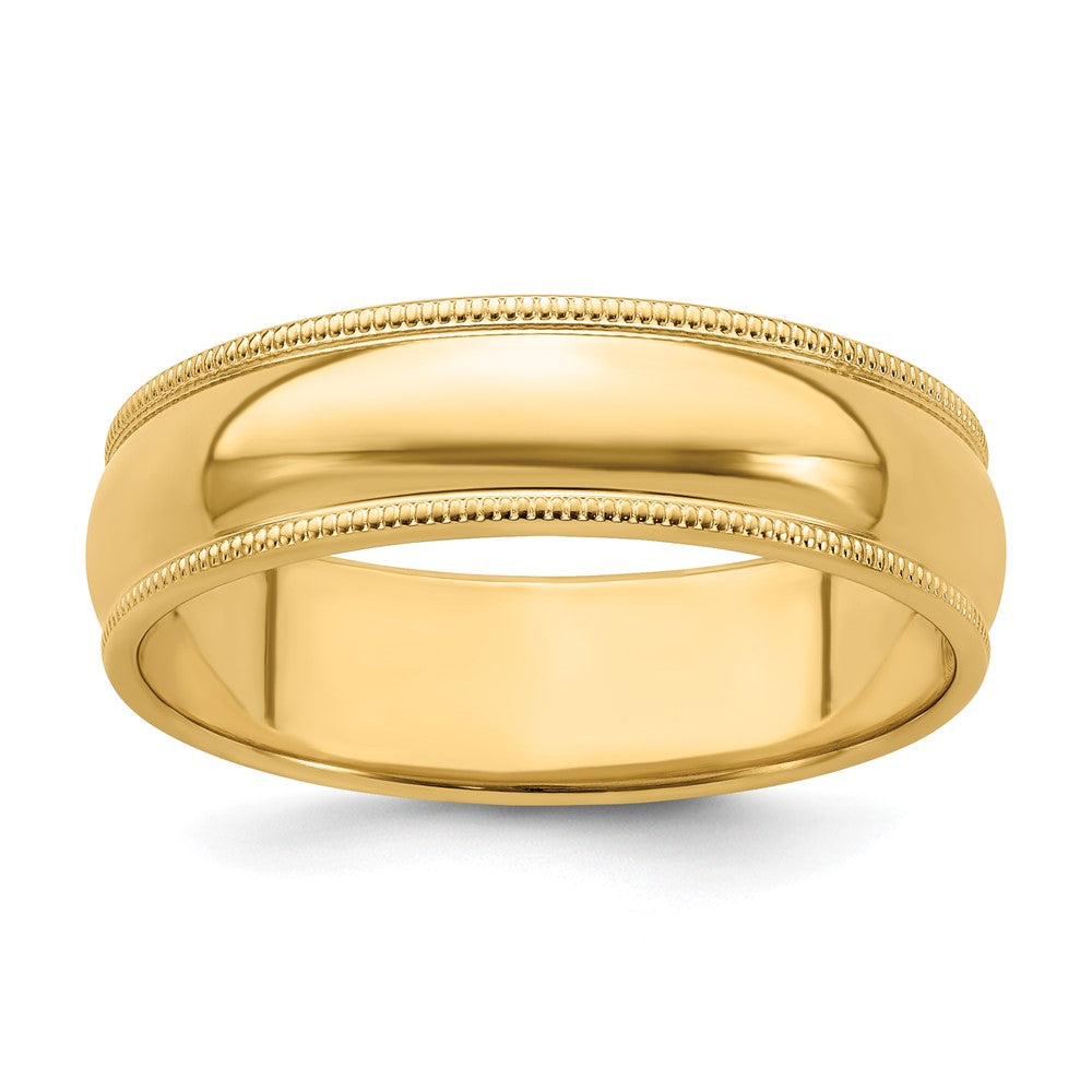6mm 14K Yellow Gold Half Round Milgrain Standard Fit Band, Size 9.5, Item R12428-14KY-095 by The Black Bow Jewelry Co.