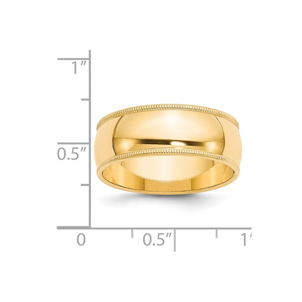 Alternate view of the 8mm 14K Yellow Gold Half Round Milgrain Standard Fit Band, Size 5 by The Black Bow Jewelry Co.
