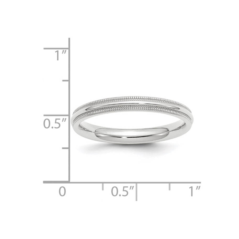 Alternate view of the 3mm 10K White Gold Half Round Milgrain Comfort Fit Band, Size 4 by The Black Bow Jewelry Co.